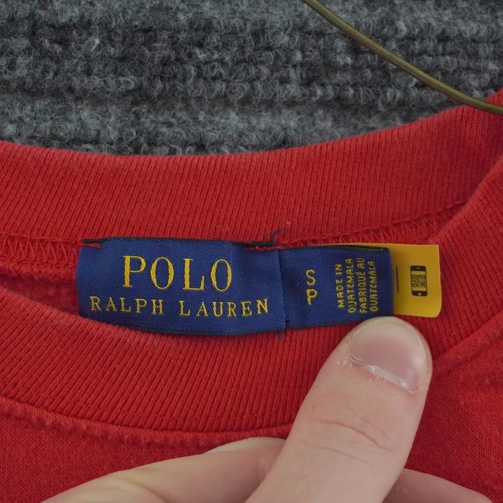 Polo Ralph Lauren Sweatshirt Mens S Red White Colorblock Crest Graphic
